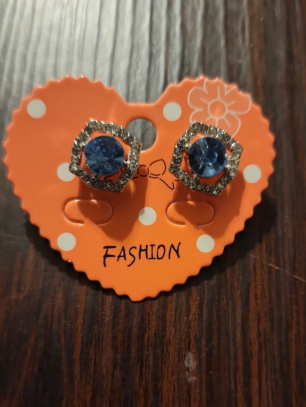 Blue Crystal Stud Earrings -